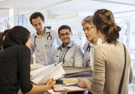 Doctors in group discussion