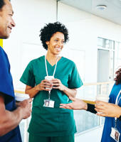 Healthcare workers talking